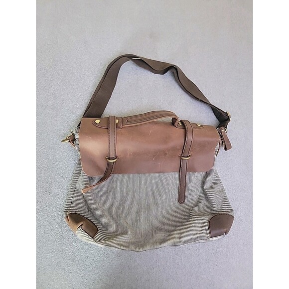 Jesslyn Blake Messenger Bag Shoulder Purse Canvas Leather Metallic Boho Preppy - Picture 1 of 2